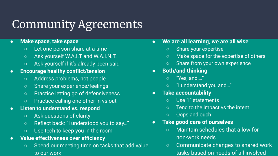 eg community agreements