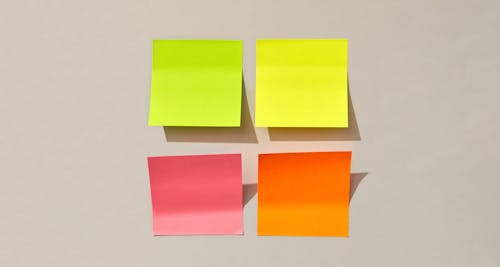 four colored sticky notes quadrant